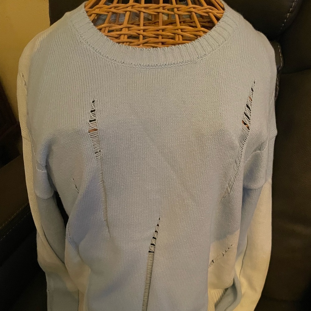 Stitch & Needle Sky Blue Distressed Sweater